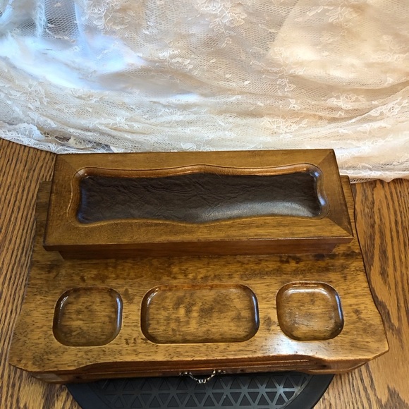 Vintage Men’s 2 Tier Wooden Valet from Kimco Jewelry Box Trinket Box - Picture 14 of 15